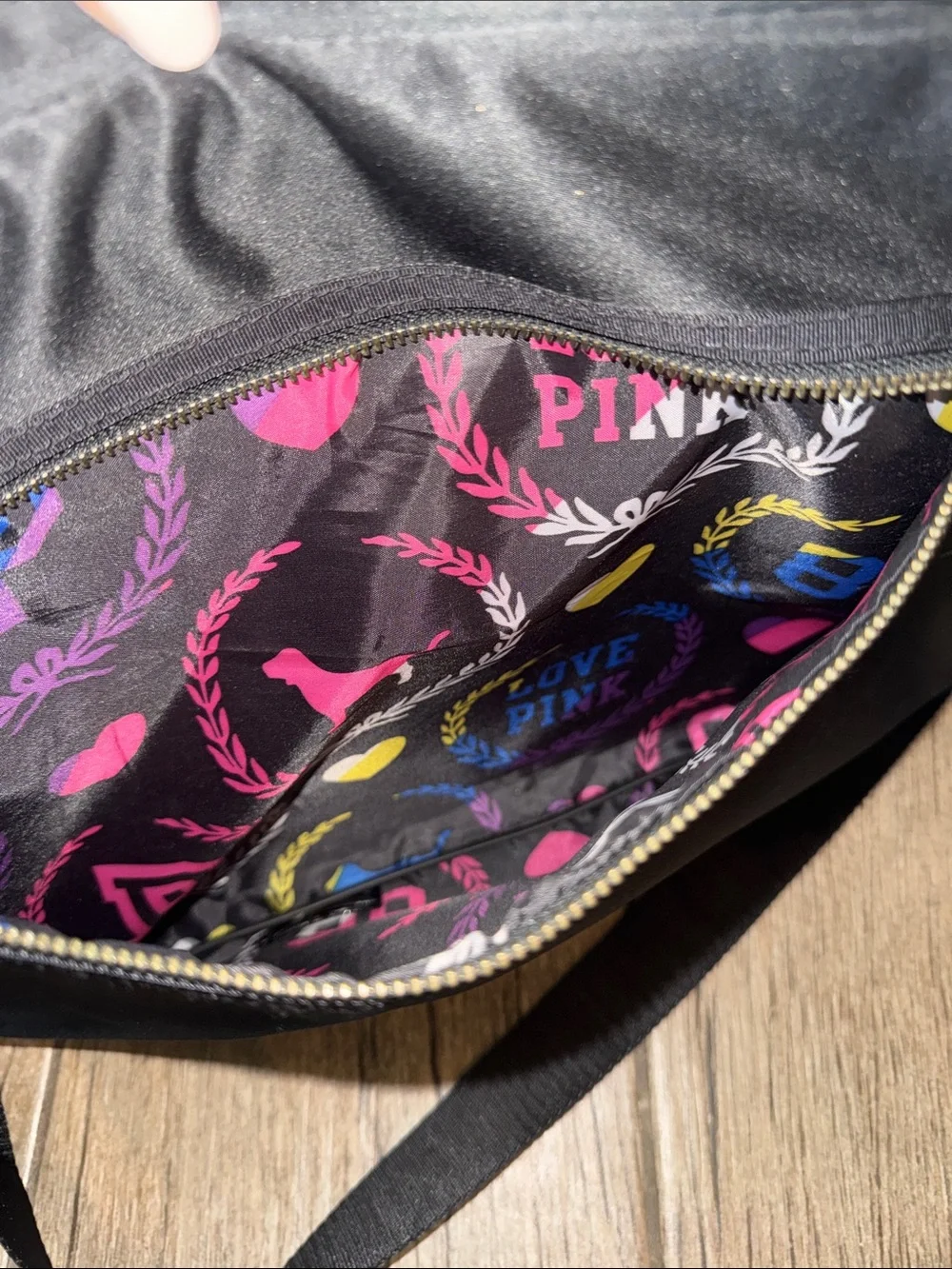 Vintage PINK Sequin Heart Crossbody Laptop Bag - Black with Pink/Silver Sequins